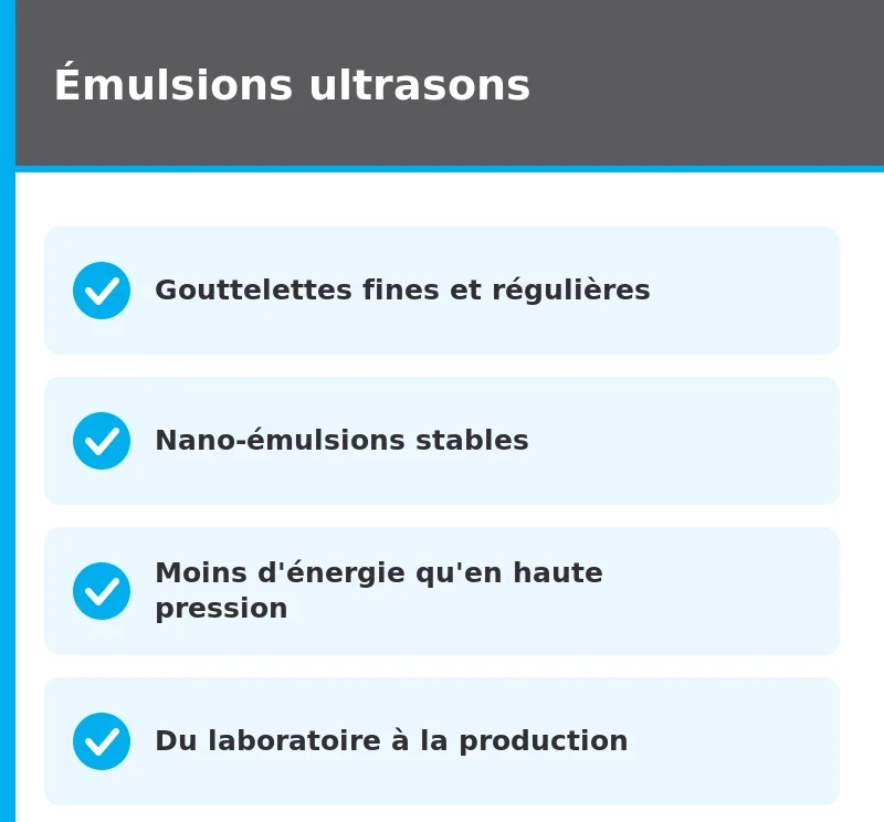 synthèse émulsification ultrasons